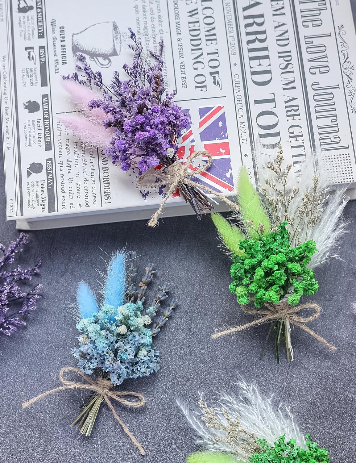 Xins Convey Mini Dried Flower Bouquet Set 12 Pcs Blue