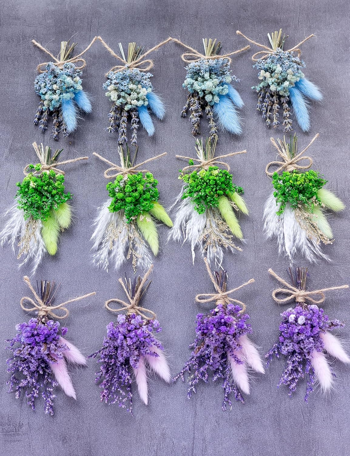 Xins Convey Mini Dried Flower Bouquet Set 12 Pcs Blue